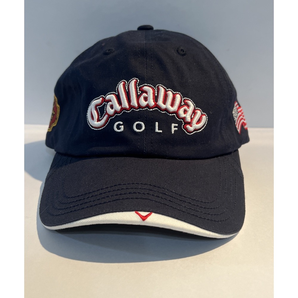 Callaway Golf Flag Hat blue adjustable 100% cotton. American Flag Logo, BC Logo